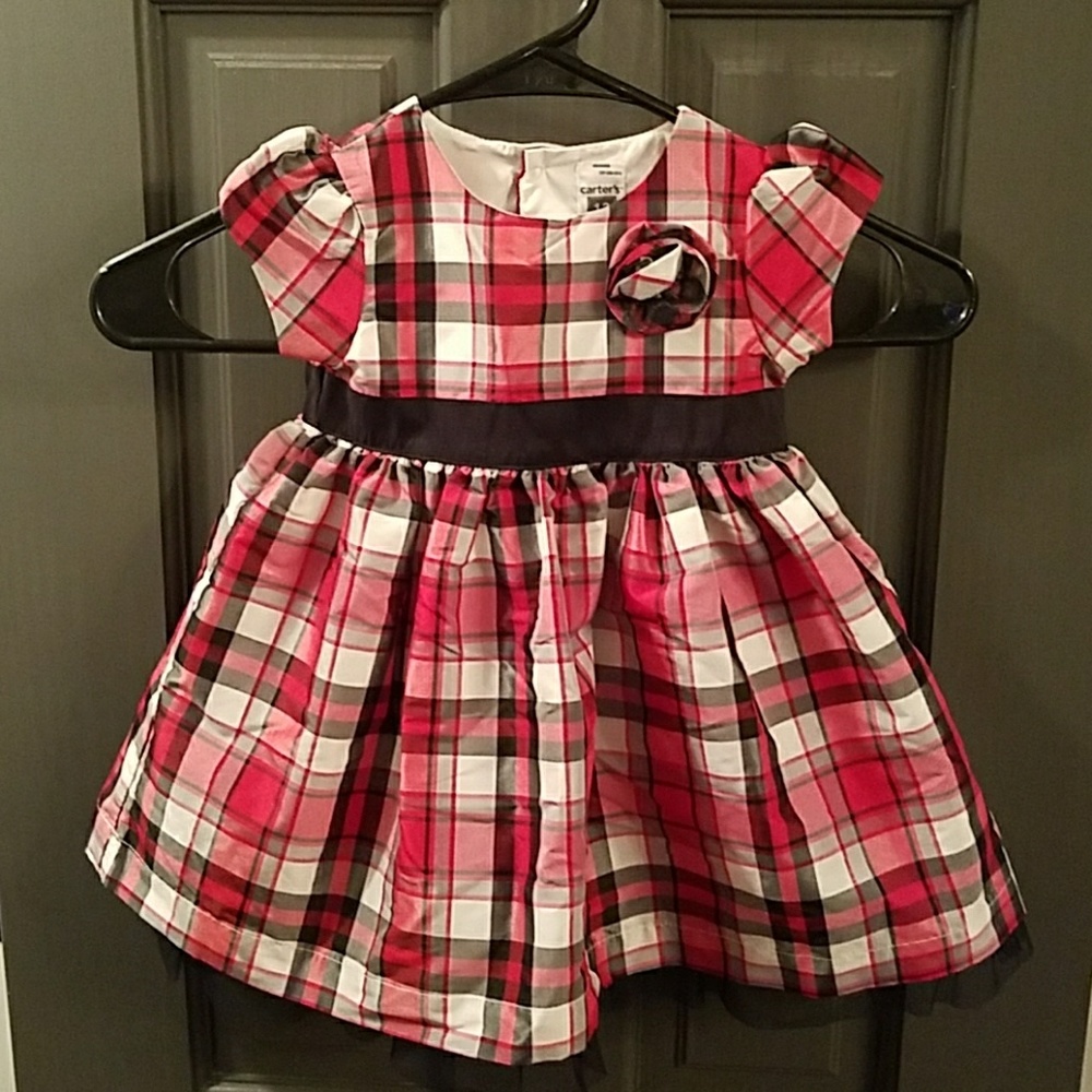 Red plaid holiday dress